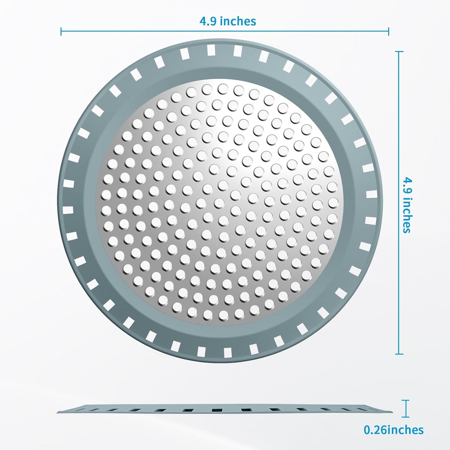 Shower Drain Hair Catcher,Aluvor Shower Drain Cover Bathtub Drain Strainer | Weighted Metal Hair Trap Stopper Sink Protector Filter Bathroom Flat Strainer Stopper (Silver gray)