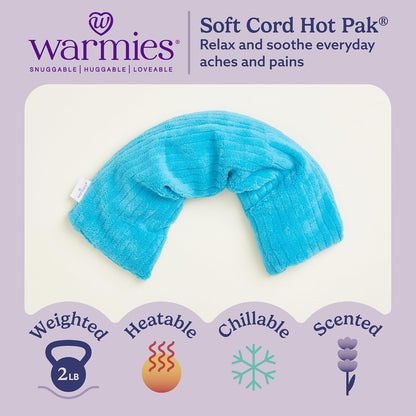 warmies Hot-Pak Microwavable Neck Wrap - Soothing Warm Compress with Scented Lavender - Cooling Neck Warmer for Relaxation - Microwave Heating Pad for Aches & Pains - Gray, Soft Cord, Pack of 1