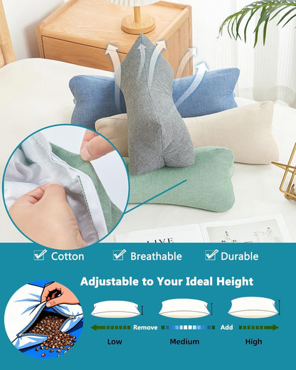 Buckwheat Cervical Neck Roll Pillow, Adjustable Firm Support for Neck Pain Relief, 15.7x6 Inch Buckwheat Hull Pillow for Back Side Sleepers