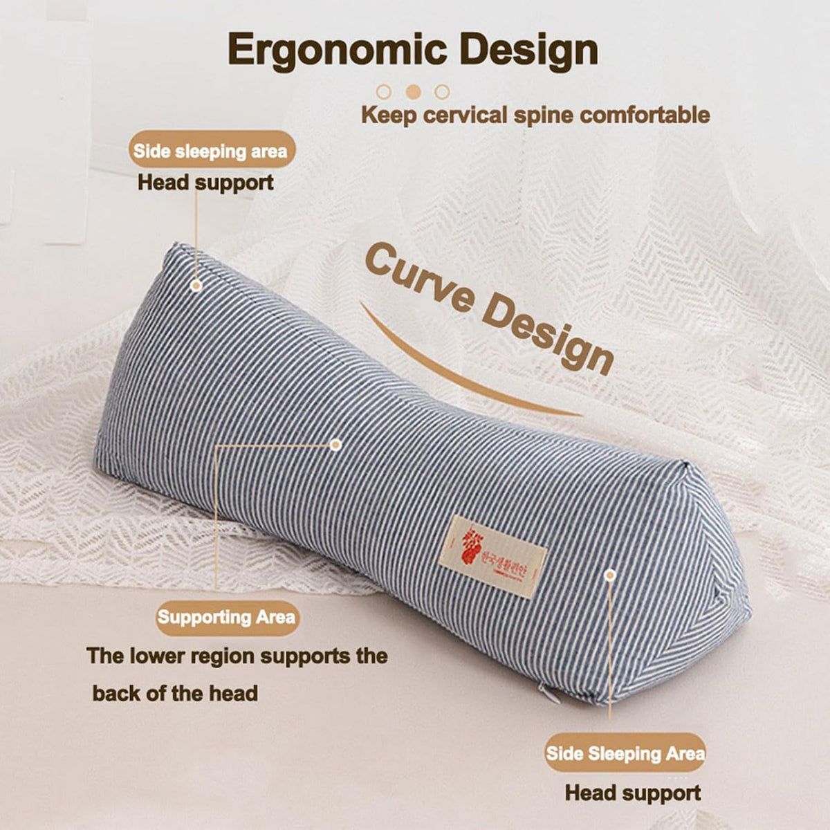Neck & Cervical Pillows Buckwheat Pillow ，Neck Support Pillow Cervical Neck Roll Bolster Pillow，Neck Pain Relief for Back and Side Sleepers Round Pillows (Pink)