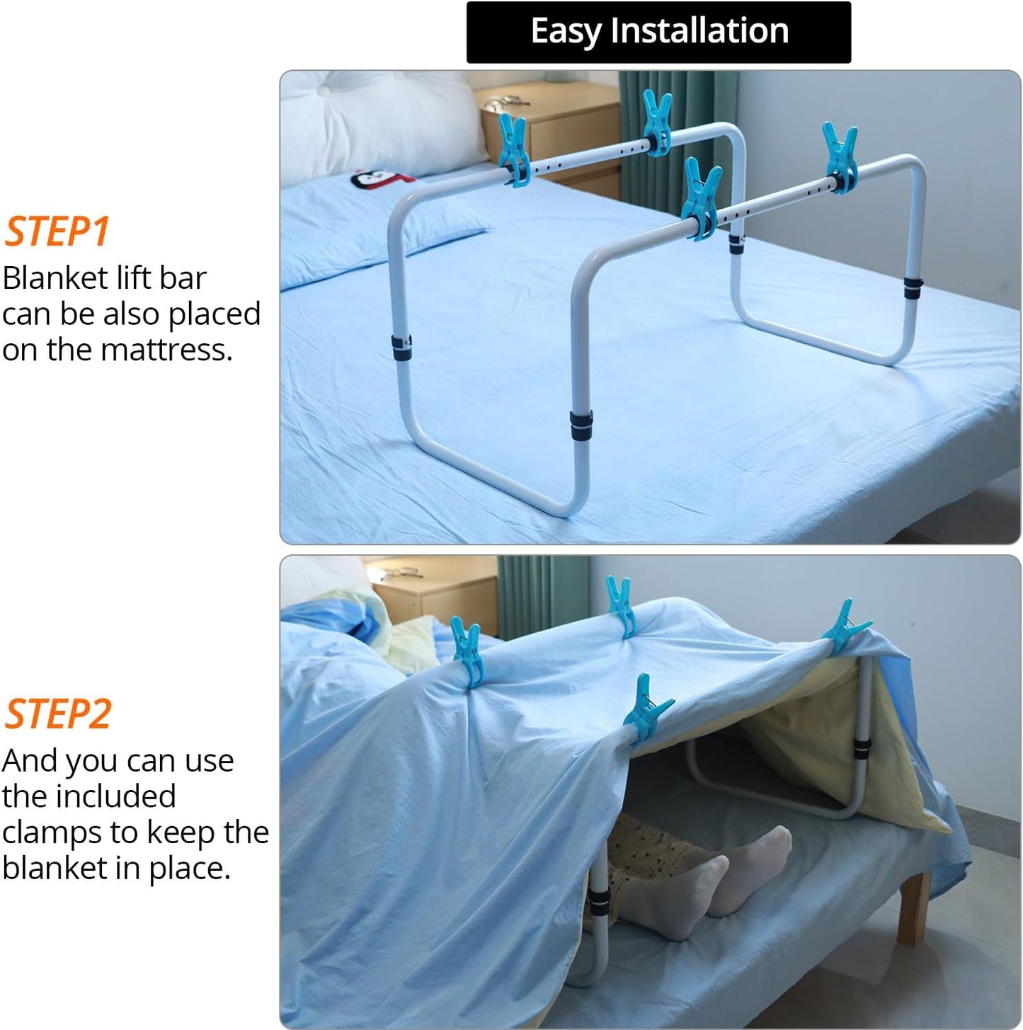 QWORK Blanket Lifter for Feet Lift Bar, 24-32" Heavy Duty Bed Sheet Riser Blanket Support Holder, for Leg Knee Ankle Post Recovery