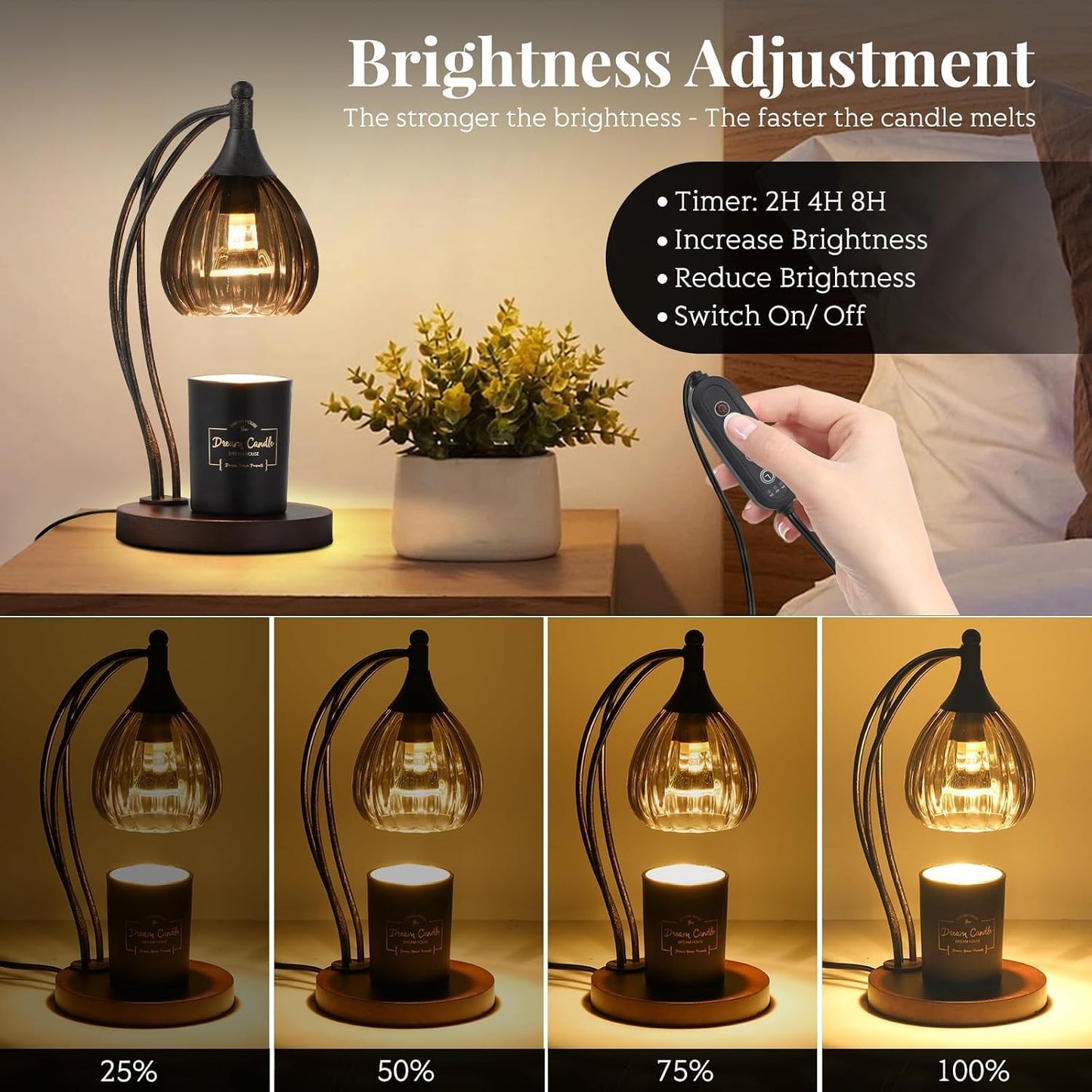 Candle Warmer Lamp with Timer and Dimmer - Electric Melter for Scented Jar Candles - Housewarming, New Home Decor