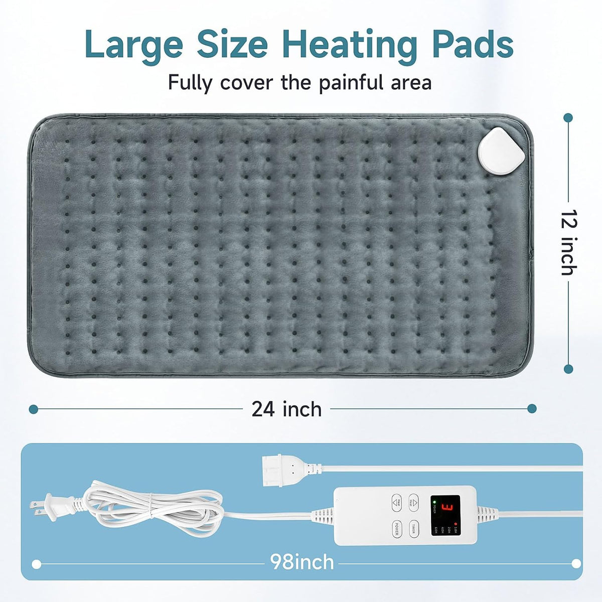 NBKLS Heating Pads for Back Neck Shoulder Pain, Electric Heating Pad Auto Shut Off, Fast Heat, Large Heating Pad Christmas Gift for Women Men, Birthday Gifts for Mom Dad (Blue)