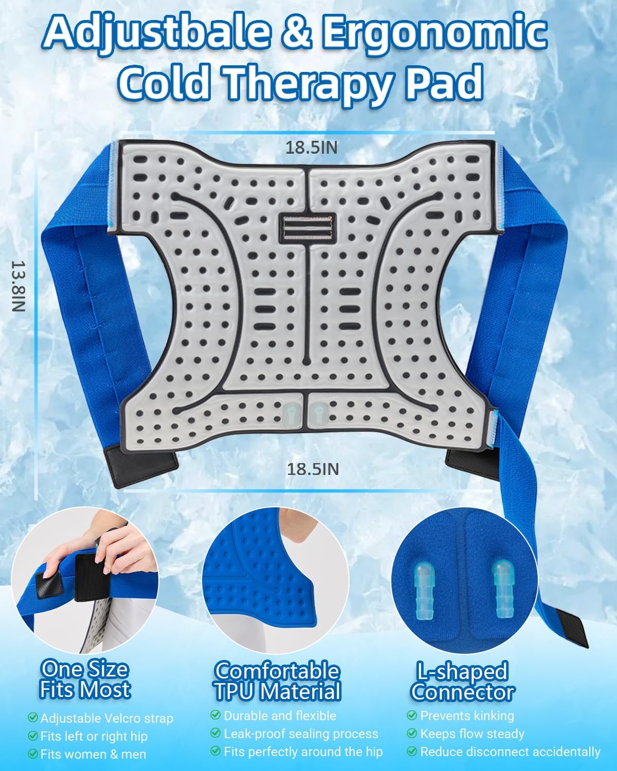 JOBYNA Leakproof Cold Therapy Knee Pad – Compatible Exclusively Ice Therapy Machine, Continuous Circulating Ice Knee Wrap for Post-Surgery Recovery, ACL, Meniscus Tear – No Gel Replacement Pad