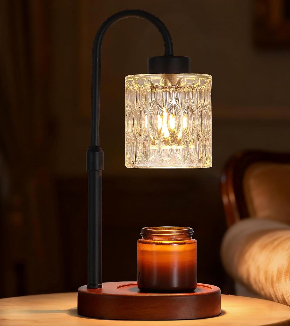MEIXISUE Candle Warmer Lamp with Timer and Dimmer,Electric Gold Light Gifts for Women Melt Wax Warmer Lamp with 2 Bulbs for Candle Jars House Warming New Home Decor Bedroom