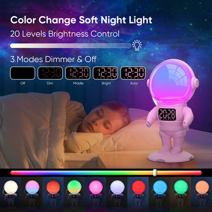 AFEXOA Astronaut Sunrise Alarm Clock with Wake Up Light for Kids