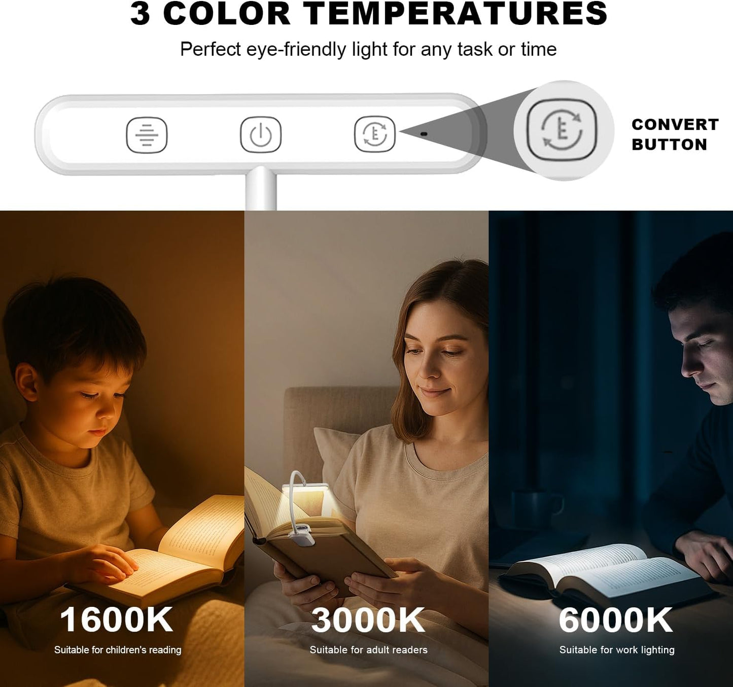 Rechargeable Book Light for Reading in Bed 25 LED - Eye Caring 15 Level Stepless Dimming, Extended 90Hrs Runtime, Lightweight Clip on Light, Gifts for Book Lovers, Black