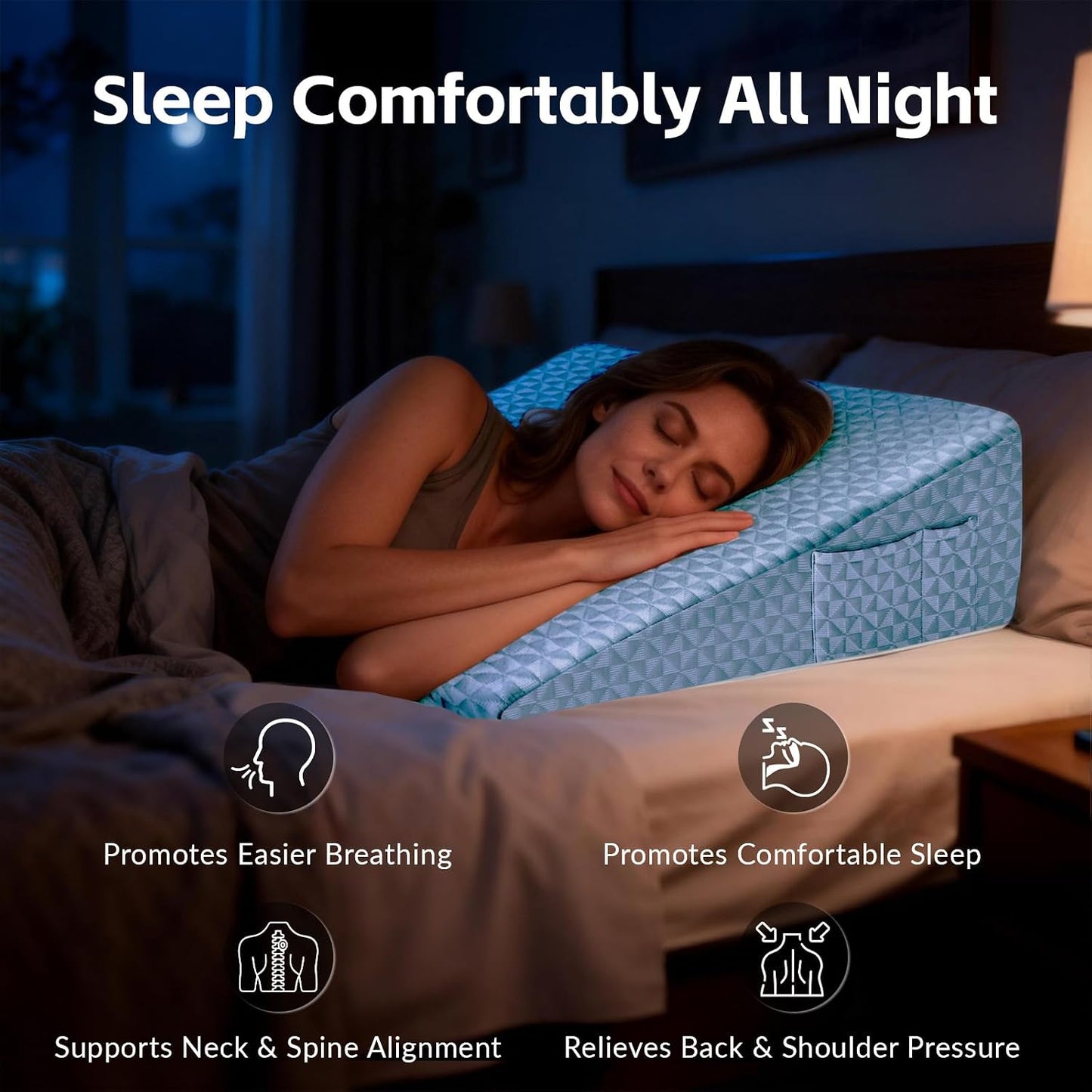 8" Leg Elevation Pillow, Memory Foam Wedge Pillow for Leg & Knee Support | Knee, Hip & Ankle Support. Elevates Legs For Comfortable Sleeping, Resting, And Recovery With A Supportive Wedge Shape.