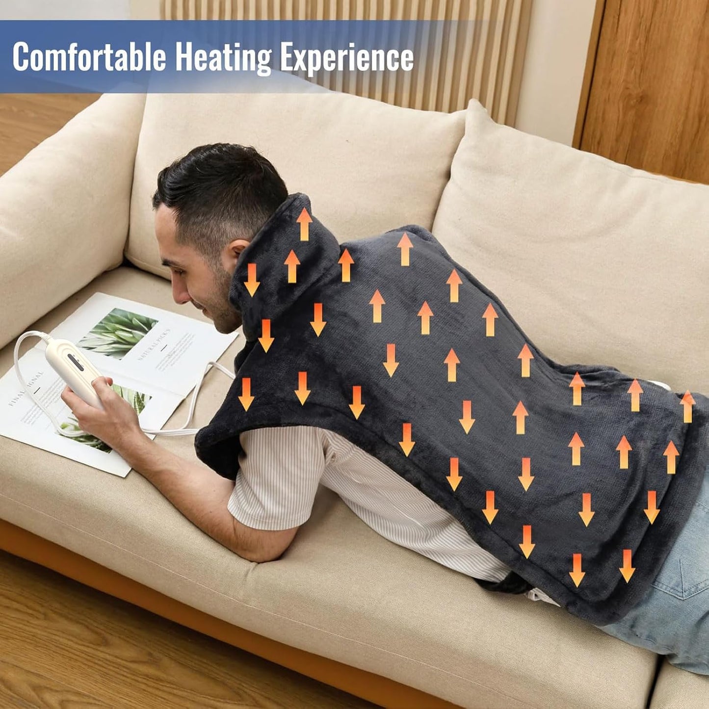 Tefici Heating Pad for Back,Birthday Gift for Women Men Mom Dad,FSA Eligible HSA Approved,24" x33"Fast Heating, Electric Heat Pad,2H Auto-Off, Neck and Shoulders and Back Heat Pad,ETL Certified,Gray