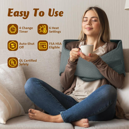 Heating Pad for Back & Period Cramps, Wrap Around Heating Pad for for Waist Stomach, Versatile Electric Heated Pad for Neck Shoulders Thigh Knee, Birthday Gifts for Women Men Mom Dad