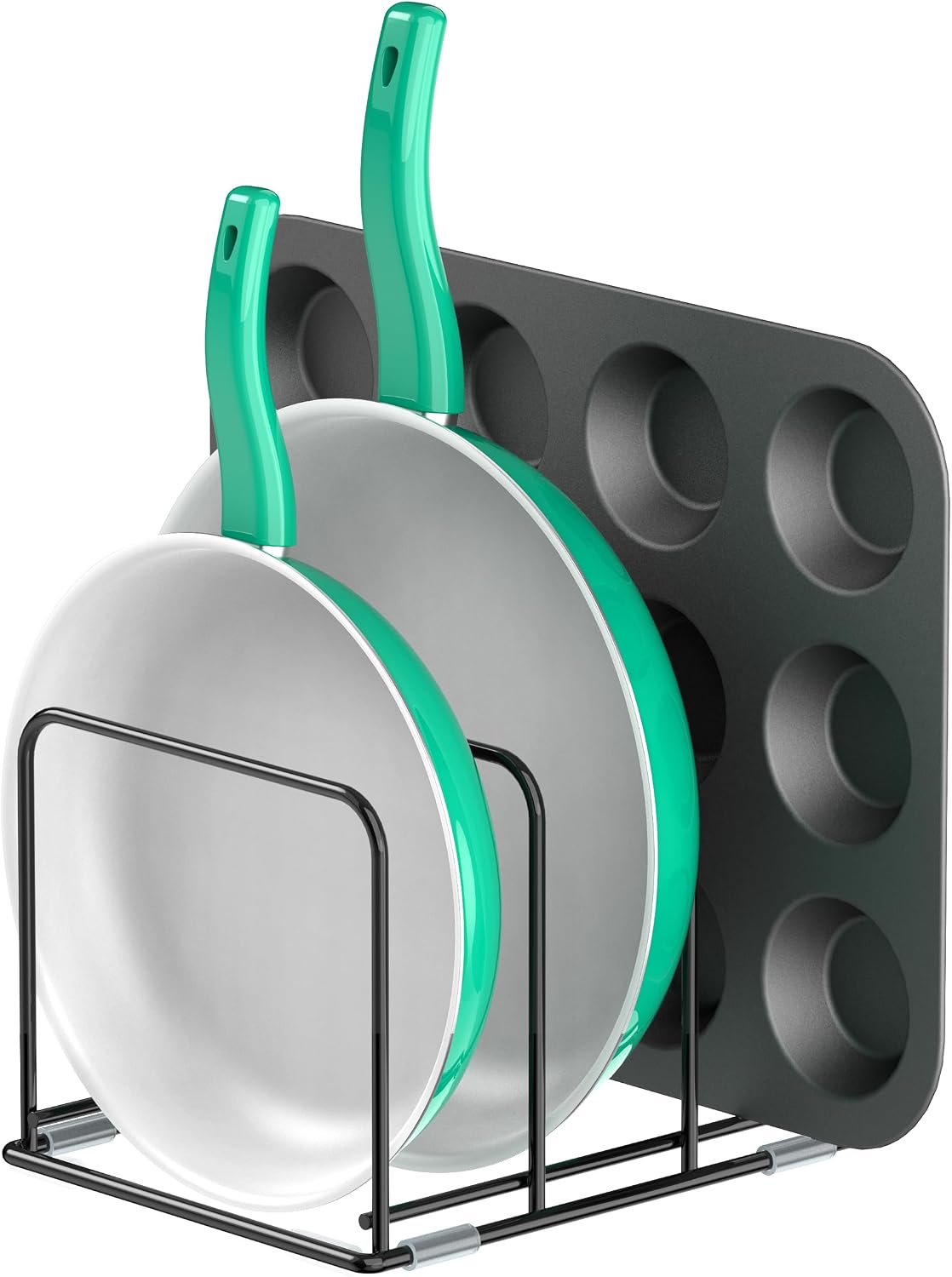 Kitchen Cabinet Organizer, Steel Cookware Holder, Divided Holder with 5 Slots for Skillets Baking Tray and Chopping Board Rack - Baking Pan Holder Storage (1 PC)