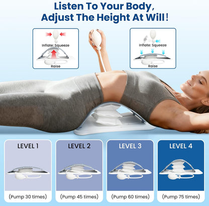 Adjustable Back Stretcher for Lower Back Pain Relief | Lumbar Back Board, Back Cracking Device for Scoliosis, Spinal Decompression, Multi Level Back Massager for Posture Improve