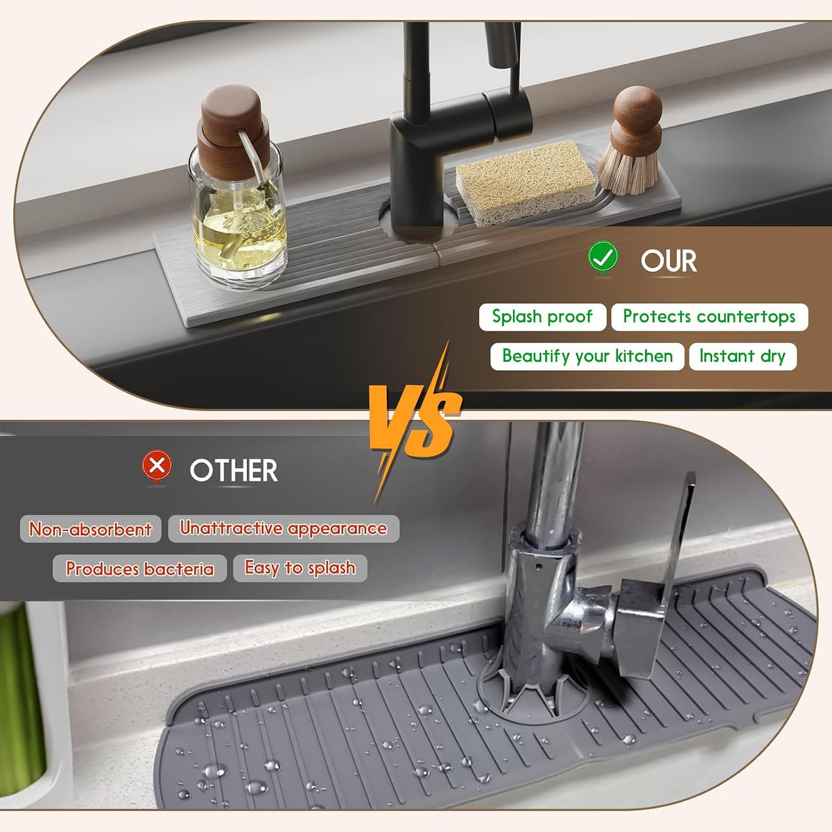 Faucet Mat for Kitchen Sink, Diatomite Quick Drying Tray , 15.8 Inch Kitchen Sink Splash Guard and Bathroom Stone Trays for Counter. Super Absorben.White.