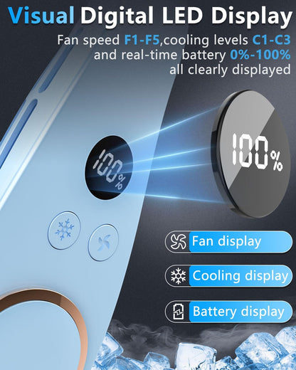 Neck Fan with Cooling Plate-24H Quiet Powerful Fans that Blow Cold Air-5 Speed&Power LED Display-USB 5500mAh Bladeless Wearable Personal AC Cooler for Women,Men,Kids,Travel,Outside,Indoor White