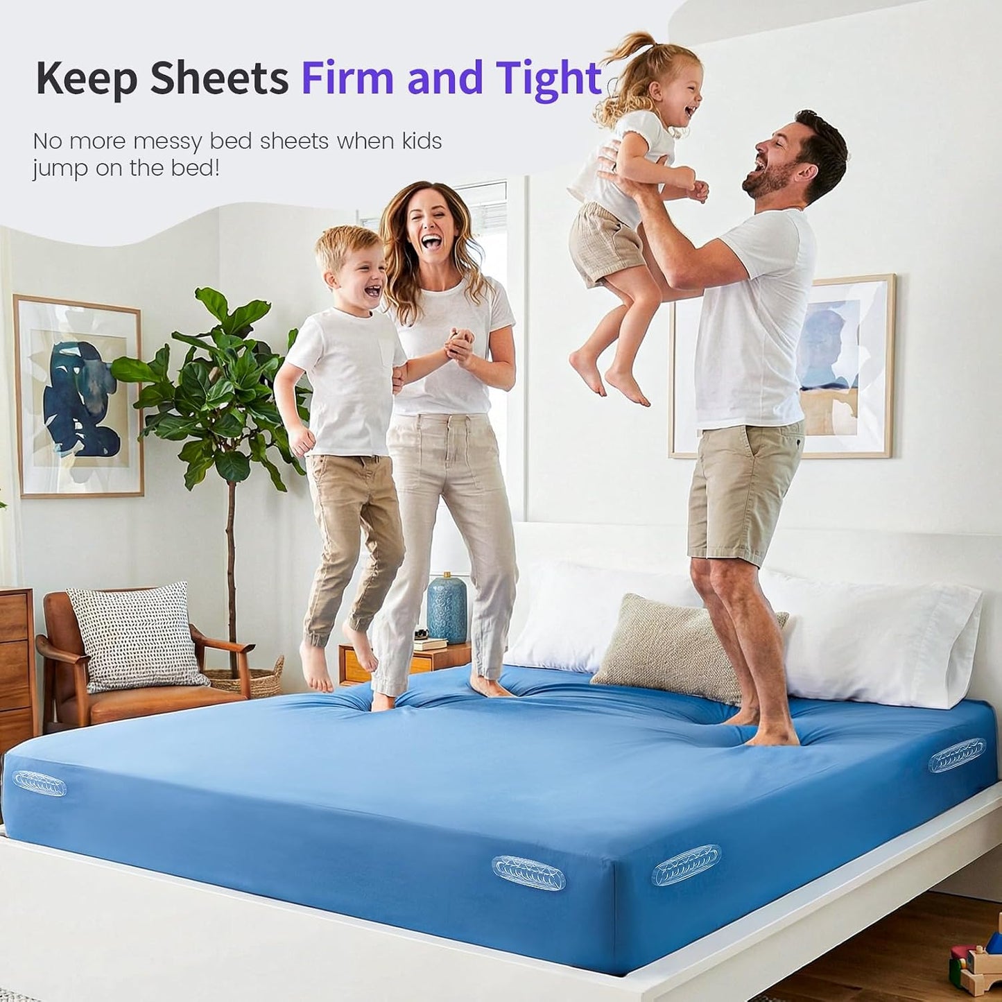 Bed Sheet Holders - 4 Pack Foldable Sheet Fasteners for Mattress Corners, Open Corner Bed Sheet Holder Clips with Gentle Sliding Locks, Tug-Proof Sheet Grippers Keep Sheets Tight All Night