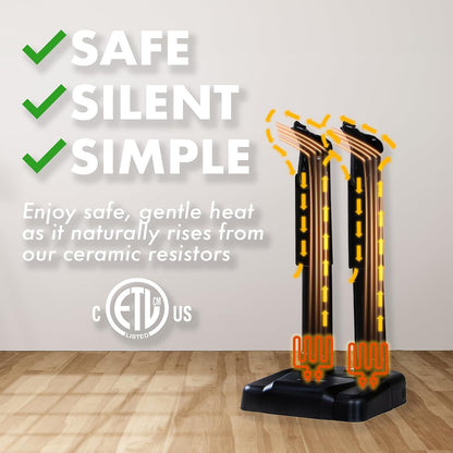 JobSite Boot Dryer with Heavy Duty Boot Scraper - Silent Shoe Dryer & Warmer For Work Boots, Gloves & Shoes - Fanless Convection Dry - Helps Reduce Odor