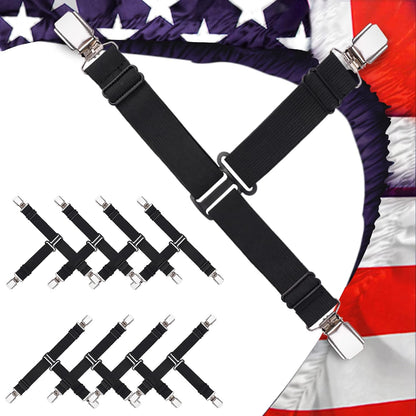 Upgrade Design Bed Sheet Straps 8 PCS Sheet Holders for Corners Fitted Sheet Clips Sheet Suspenders Black