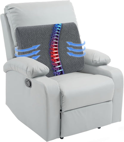 HOMBYS Lumbar Support Pillow for Recliner Chair, Memory Foam Back Support Cushion for Elderly,Extra Large Lumbar Support Pillow,Thick Backrest for Home Reading (Grey, 20“x13.5"x5")