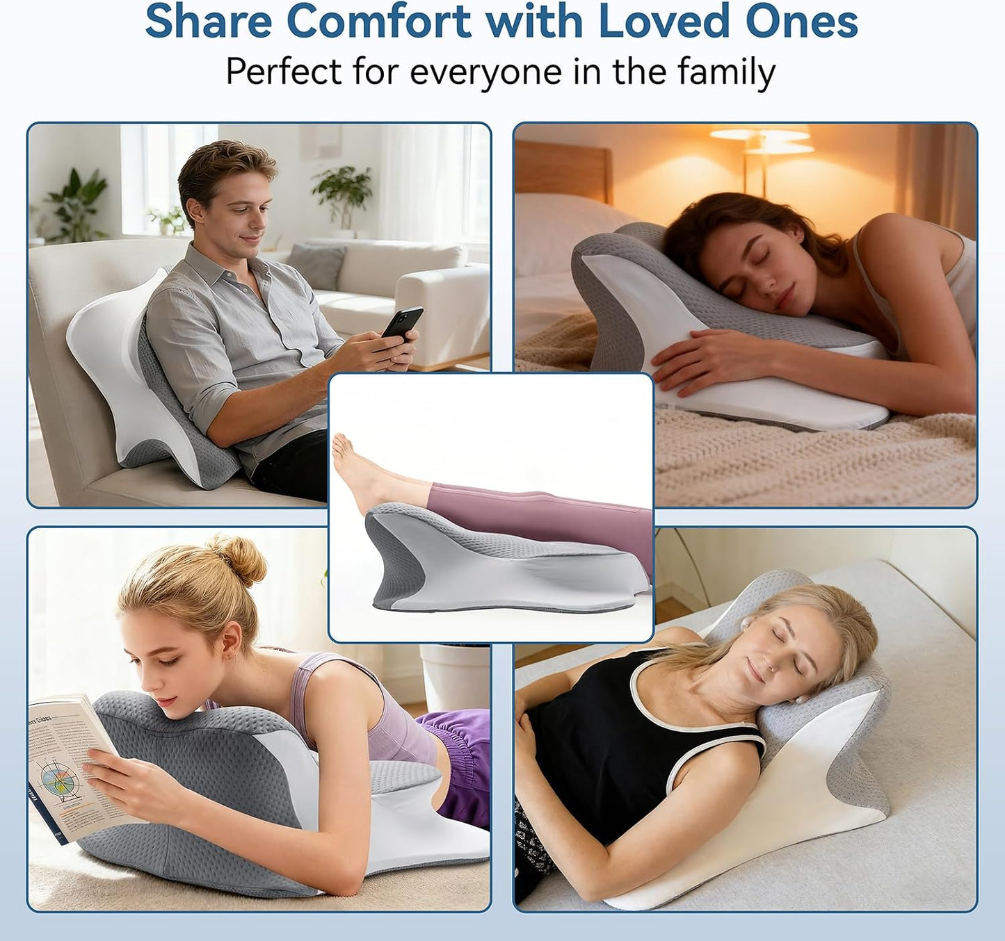 Reading Pillow Ergonomic Memory - Comfort Neck Pillow | Wedge Body Pillow for Bed, Couch & Floor - Pain Relief for Readers, Gamers and Side Sleeper