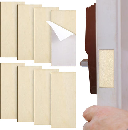 Weysat 8 Pcs 1" x 2-1/4" Door Edge Hole Filler Plates with Double Sided Tapes, Deadbolt Cover Blank Strike Plates for Exterior Doors Lock
