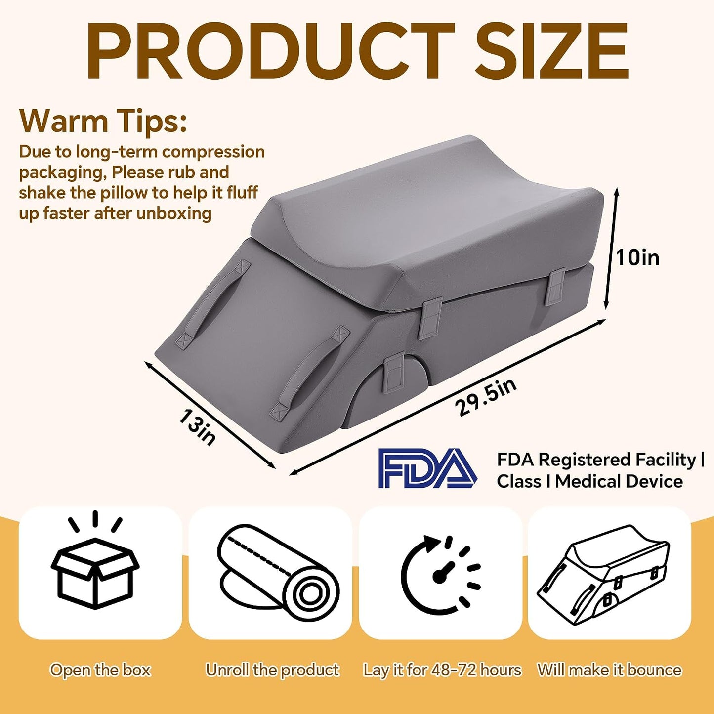 Leg Elevation Pillow for After Surgery, 5-Height Knee Replacement Recovery Pillow with Removable Pad for Knee Post-Surgery Recovery, Leg Surgery Equipment for Hip Ankle Pain Relief