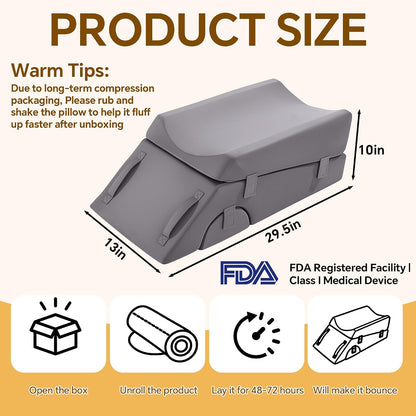 Leg Elevation Pillow for After Surgery, 5-Height Knee Replacement Recovery Pillow with Removable Pad for Knee Post-Surgery Recovery, Leg Surgery Equipment for Hip Ankle Pain Relief