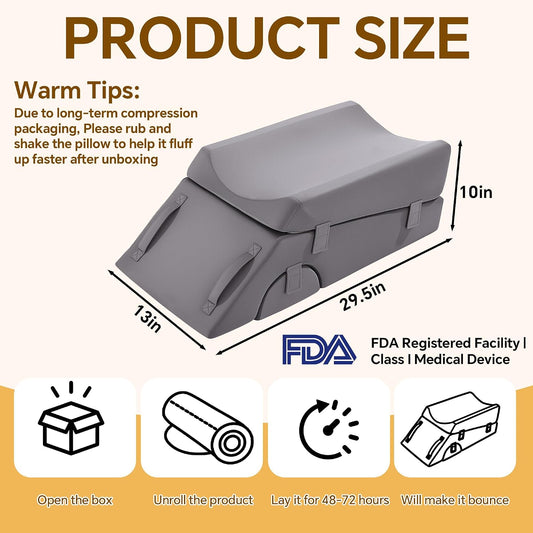 Leg Elevation Pillow for After Surgery, 5-Height Knee Replacement Recovery Pillow with Removable Pad for Knee Post-Surgery Recovery, Leg Surgery Equipment for Hip Ankle Pain Relief