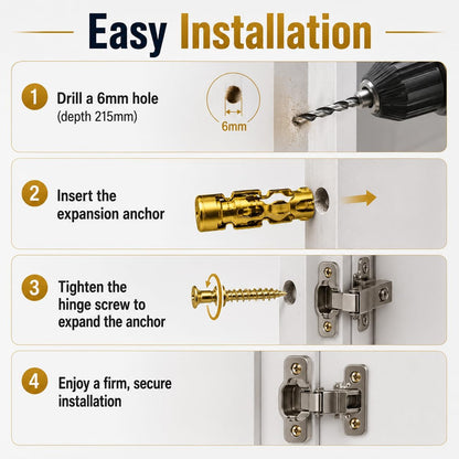 30 PCS 6×14mm Short Expansion Screw Set for Cabinet Hinge Repair & Stripped Thread Restoration, Secure Cabinet Door Fastening