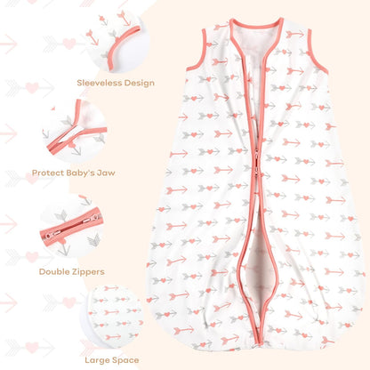 Yoofoss Baby Sleep Sack 0-6 Months Wearable Blanket for Babies 100% Organic Cotton 2-Way Zipper TOG 0.5 Toddler Sleeping Sack 3 Pack, Sleep Sacks