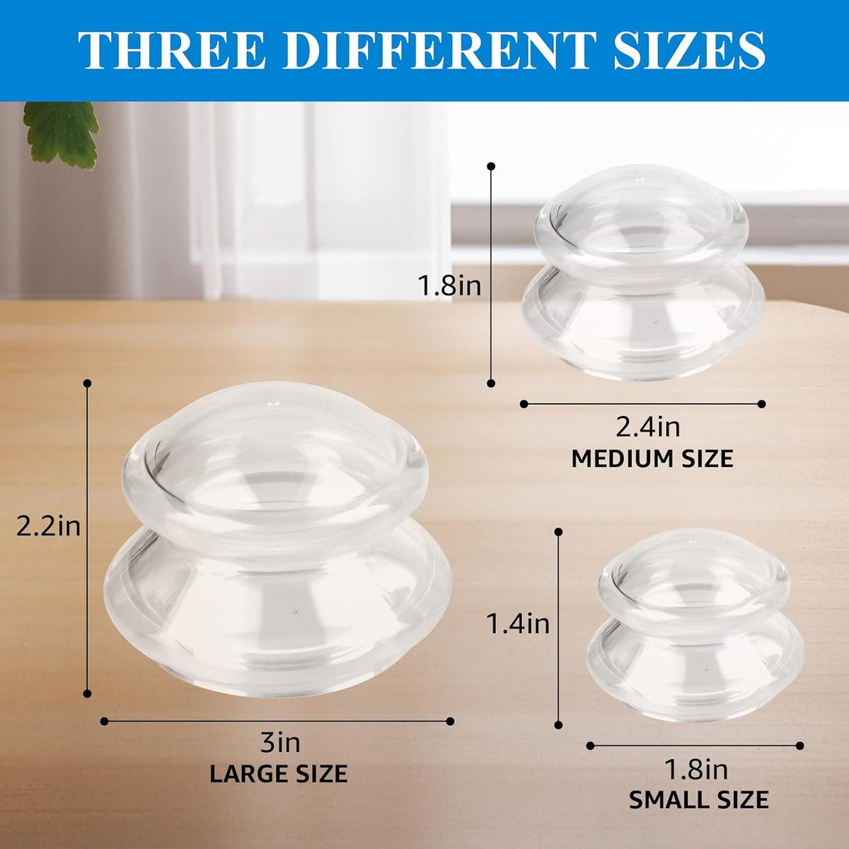 Silicone Cupping Therapy Sets (Set of 3), Cupping Kit for Massage Therapy