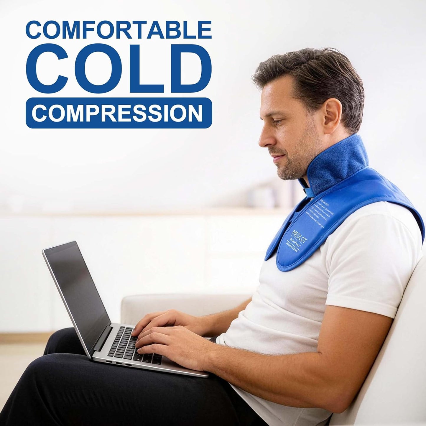 LotFancy Ice Pack for Neck Shoulder, Reusable Cold Neck Wrap for Pain Relief, Flexible Gel Pack with Adjustable Straps, Cold Compress Therapy for Injuries, Swelling, Strains, Sprains