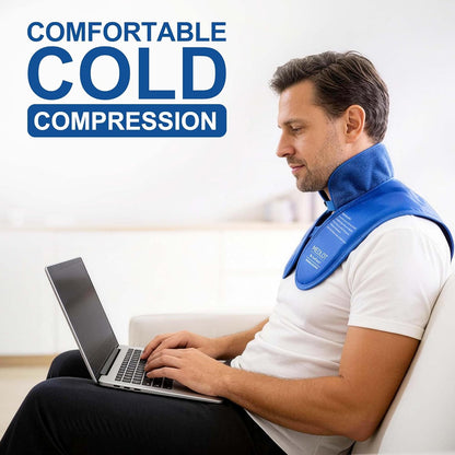 LotFancy Ice Pack for Neck Shoulder, Reusable Cold Neck Wrap for Pain Relief, Flexible Gel Pack with Adjustable Straps, Cold Compress Therapy for Injuries, Swelling, Strains, Sprains