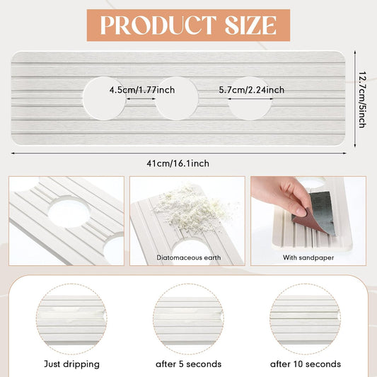 Teenyyou 3 Hole White Faucet Mat Kitchen Sink 16.1" x 5"