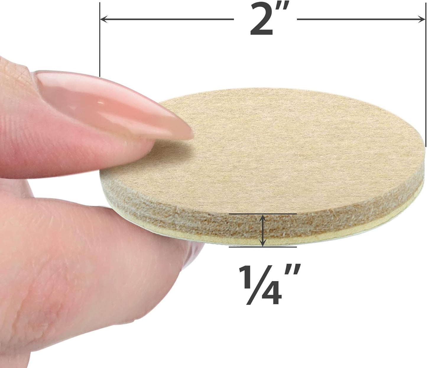 16 Heavy-Duty Felt Furniture Pads 2” 1/4” Thick X-Protector Round Felt Pads | Furniture Feet - The Best Felt Floor Protectors for Furniture to Prevent Scratches. Protect Your Hard Floor! (Beige)