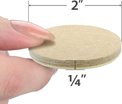 16 Heavy-Duty Felt Furniture Pads 2” 1/4” Thick X-Protector Round Felt Pads | Furniture Feet - The Best Felt Floor Protectors for Furniture to Prevent Scratches. Protect Your Hard Floor! (Beige)