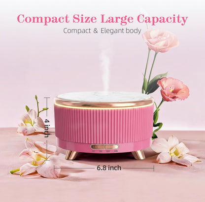 20-Hour Long-Lasting Aromatherapy, 500ML Large Essential Oil Diffuser: Ultrasonic Cool Mist Humidifier with Remote Control, 7 Color Lights, Timer, Auto-Off for Home/Bedroom/Yoga (White)