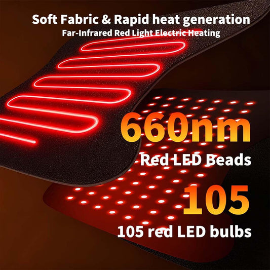 Red Light Hip Heating Pad for Sciatica & Hip Pain Relief, 5000mAh Built-in Battery Hip Brace with Vibration & 3 Heat Levels, Wearable Support for Lower Back, Thigh & Buttock
