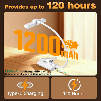 VAVOFO Rechargeable Book Light Rotatable：24 LEDs Reading Light, 3-Color & 9-Brightness Book Lamp, Eye Cared 120Hrs Runtime Lightweight Clip on Led Light for Book Lovers (Black)