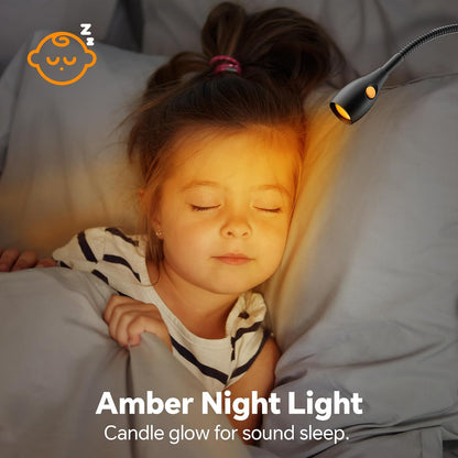 Wall Mounted Reading Light, Minimalist Headboard Mount Book Light, Dimmable LED with Lamp Head Switch Reading Lamp, USB-C Powered, CRI 95+ (4000K + Amber Nightlight) (Black)