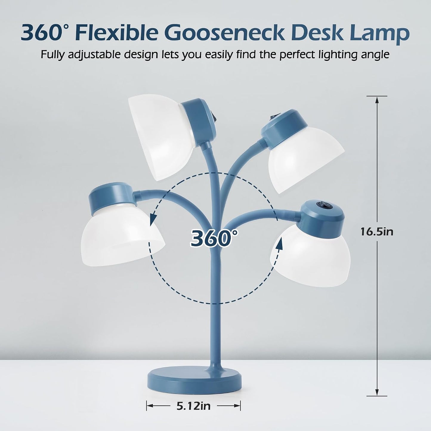 GyroVu Clip-On Desk Lamp, Eye-Care LED Reading Light, Adjustable Gooseneck, Anti-Tip Bedside Reading Light—Small Desk Lamps for Home Offices, College Dorm Rooms, and Bed Headboards (Black)