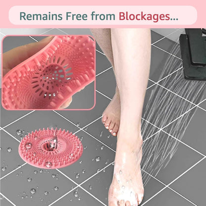 Silicone Hair Catcher for Shower Drain & Bathtub – 3 Pack (Grey/Blue/Pink) | Anti-Clog Drain Strainer with Strong Suction, Drain Cover Bathroom Tub, Sink Floor Pet Hair Stopper Trap Protector, Patented