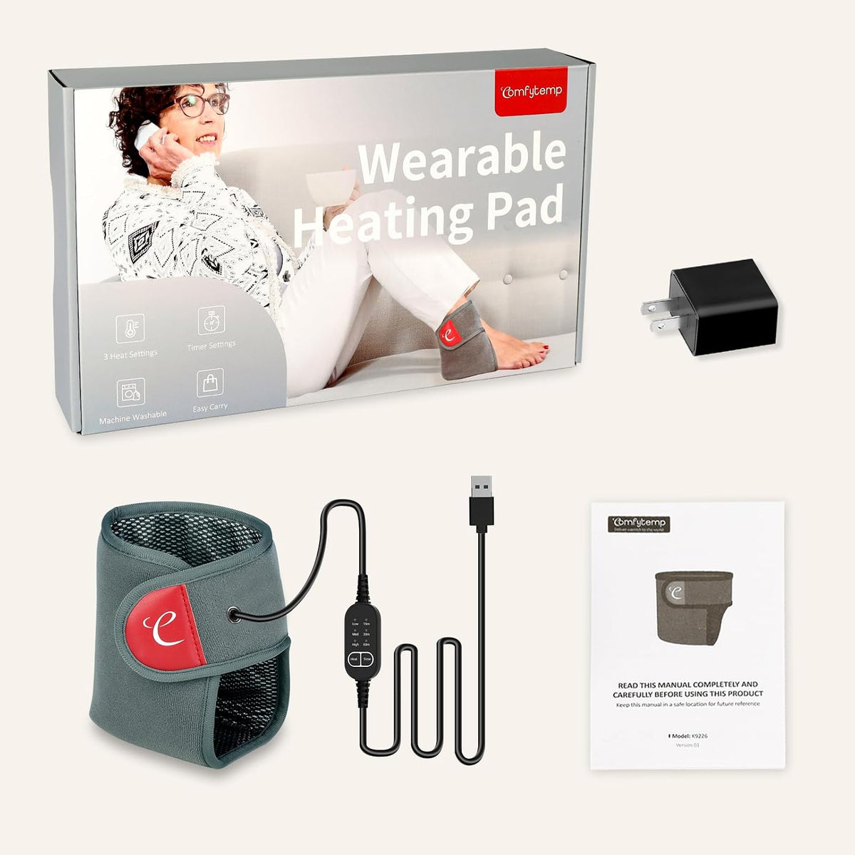 Comfytemp USB Wearable Heating Pad for Ankle and Feet for Sprained Ankle