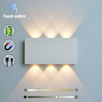2 Pcs LED Magnetic Wall Sconce Lights,5000mAh Wireless Bedside Wall Light USB Rechargeable Reading Wall Lamp,3 Lighting Colors And Dimmable Battery Operated Wall Sconces (Walnut color, 2 pcs)