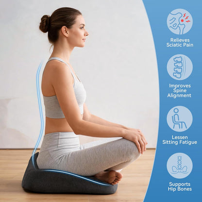 Memory Foam Seat Cushion, Office Chair Cushion for Sciatica & Tailbone Pain Relief, Car Seat Cushions for Coccyx, Back Pain & Long Sitting, Ergonomic Butt Pillow for Driving (Deep Gray)