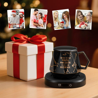 Coffee Mug Warmer Set Smart Heated Electric Tea Coffee Cup Warmer for Desk | Coffee Warmer with Mug Set, Beverage Candle Heater, 4 Temperature Control 8 Hours Auto Shut Off, Coffee Gifts for Men Office
