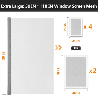 Secopad Window Screen and Screen Door Mesh Repair Kit, Black, 48in x 177in | Replacement Tools Kit, Easy to Install, Extra Large, Durable Fiberglass, Pet and Kid Friendly, For Window Door Patio & Porch