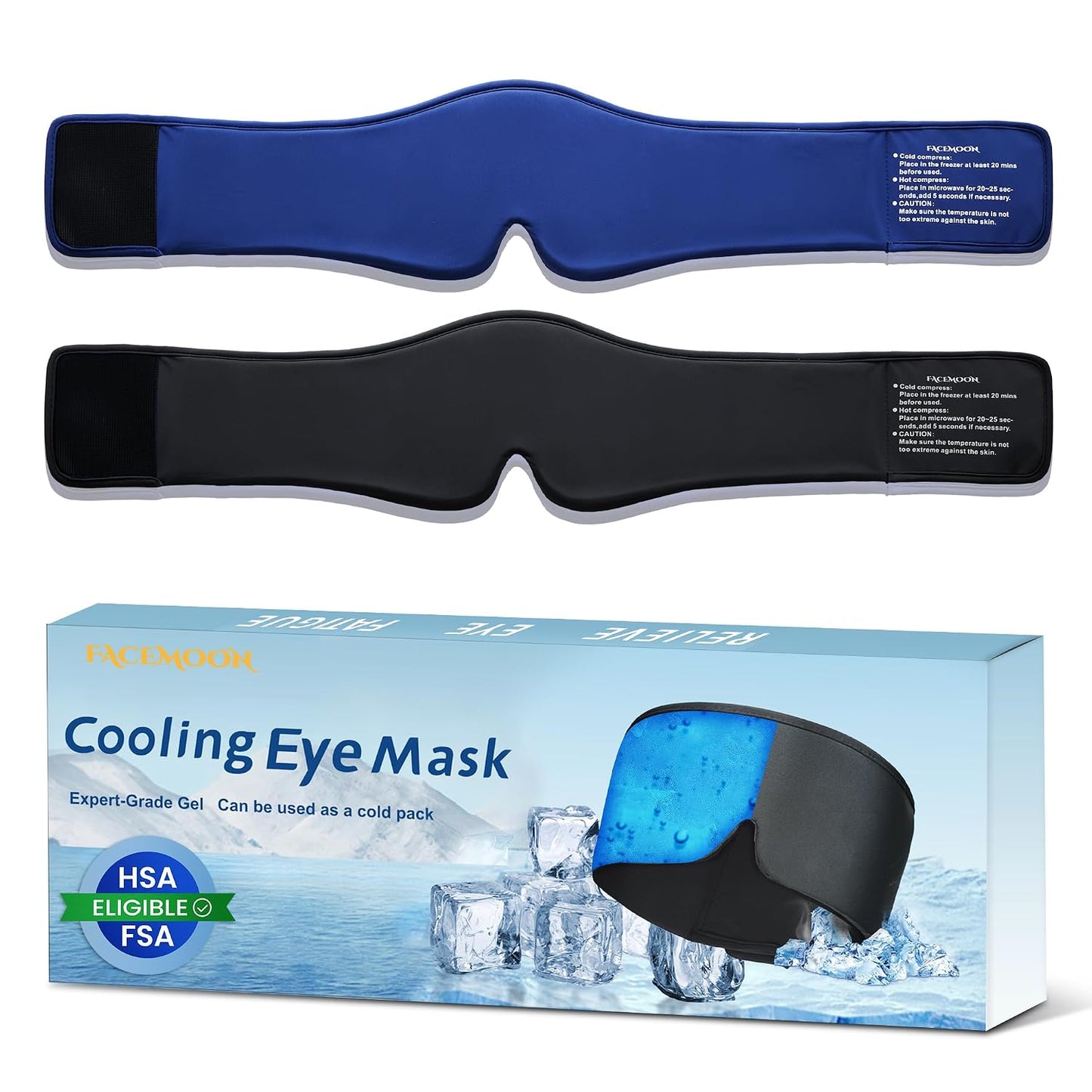 Cooling Gel Eye Mask Sleep: FSA -HSA Eligible, Cold Compress for Puffy Eyes & Migraine Relief - Reusable Gel Weighted Sleeping Mask for Dark Circles & After Surgery, Eye Care,Ice Pack for Eyes, Blue