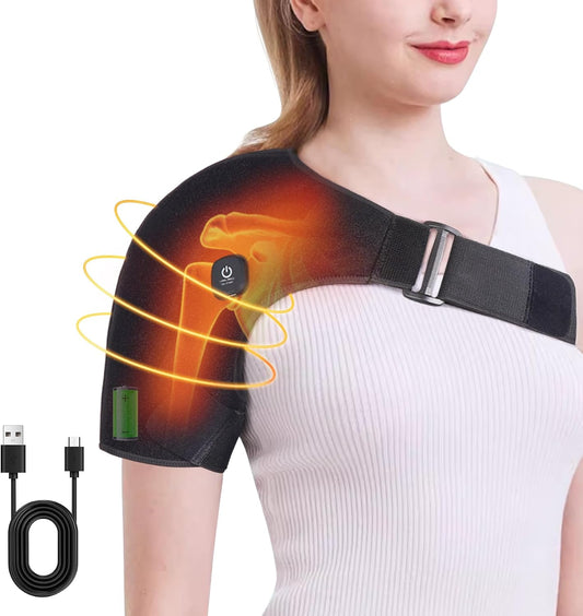 COMFYTHERA Cordless Heated Shoulder Wrap for Shoulder Pain with 2 Heating Settings Warmer, Heating Shoulder Brace Heating Pad for Men and Women (Black)