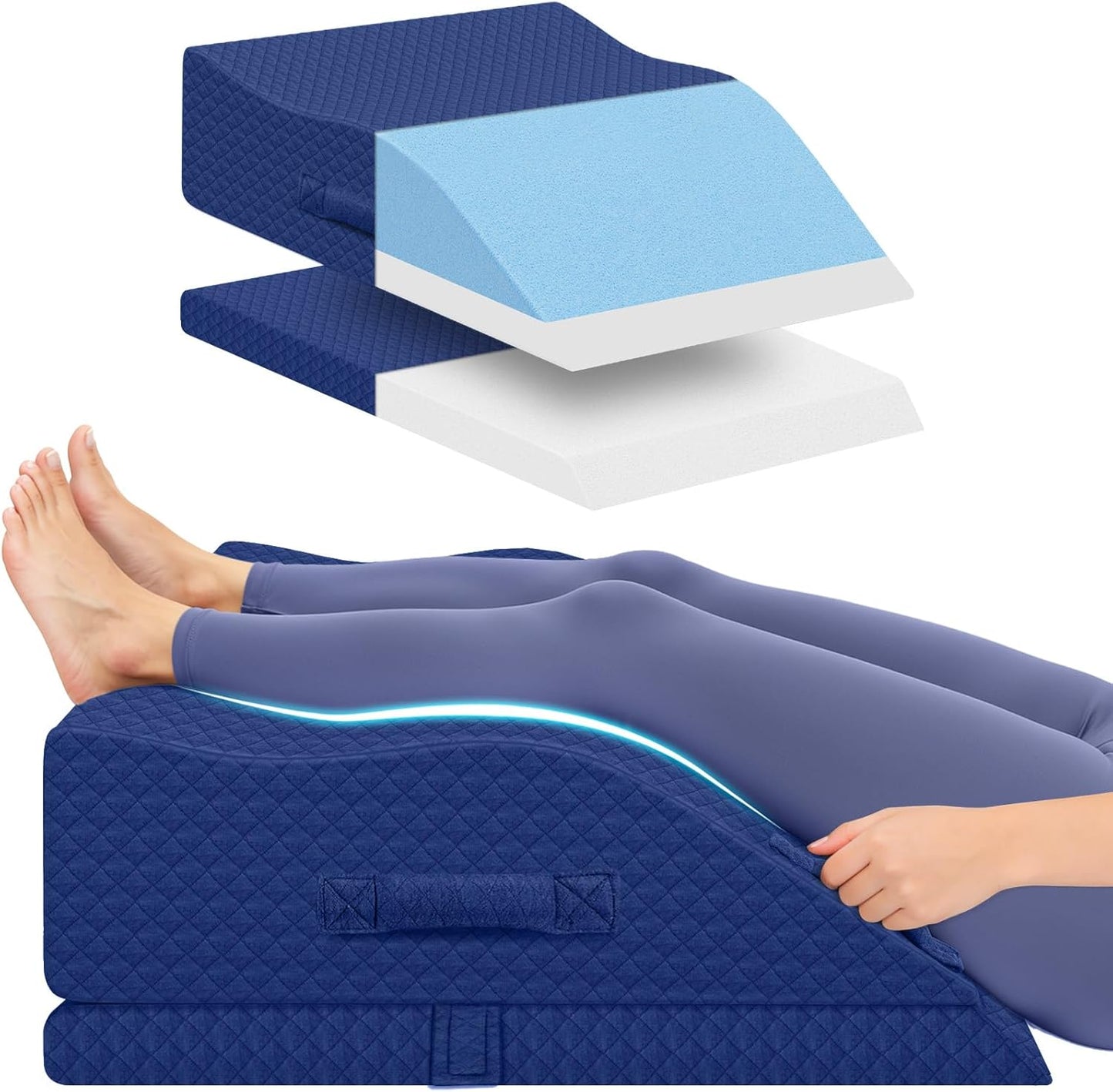 Elevation Pillows for Leg After Surgery, Memory Foam Adjustable Wedge Pillow for Injury or Rest, Ankle Pillow for Sleeping Blood Circulation Grey/Double Leg