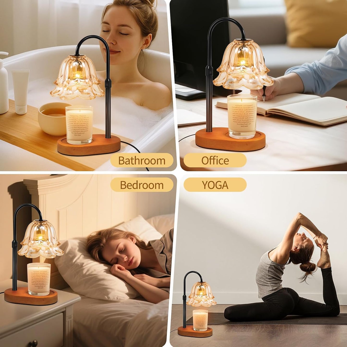 Flower Candle Warmer Lamp with Timer - Dimmable Electric Candle Lamp, Birthday Gifts for Women Mom, House Warming Gifts New Home Decor, Adjustable Wax Wamer Light for Jar Candles
